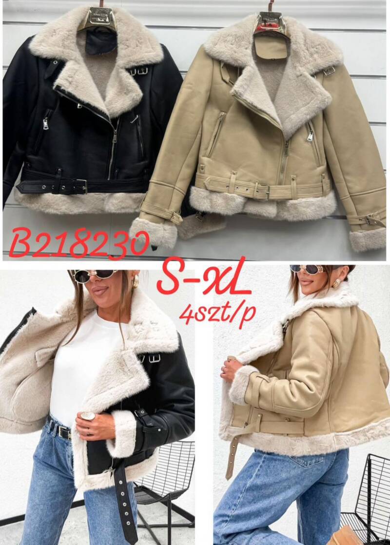 Kurtki damskie skórzana Roz S-XL, 1 Kolor Paczka 4 szt 